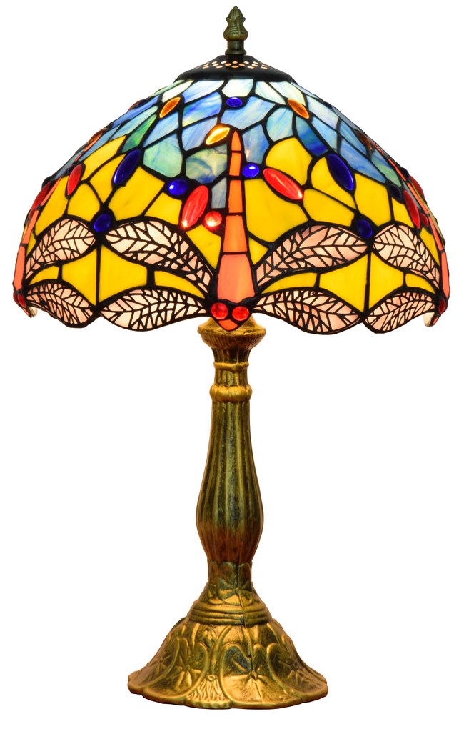 Tiffany stolná lampa Dragon 108 - Huizhou Oufu Lighting v.48xš.30, sklo/kov,40W
