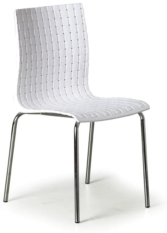 Plastová jedálenská stolička MEZZO s kovovou podnožou, biela