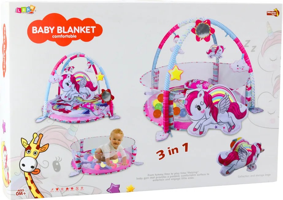 LEAN Toys Vzdelávací detský bazén s loptou 3v1 Unicorn Pink
