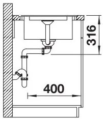 Blanco Adira XL 6 S, silgranitový drez 1000x500x200 mm, 1-komorový, sivá skala, BLA-527619