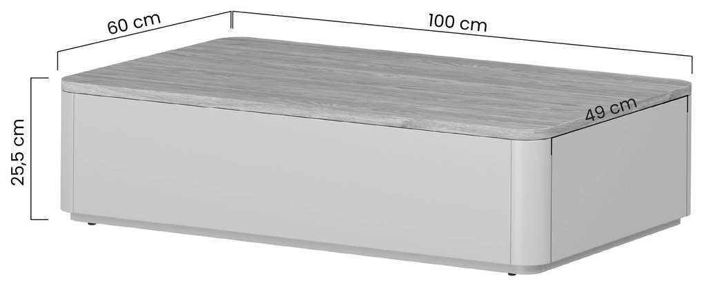 Konferenčný stolík so zásuvkami Elivo 100 cm - kašmír / olejovaný dub