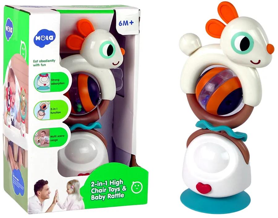 Lean Toys Senzorická hrkálka pre bábätká so stojanom - Zajačik