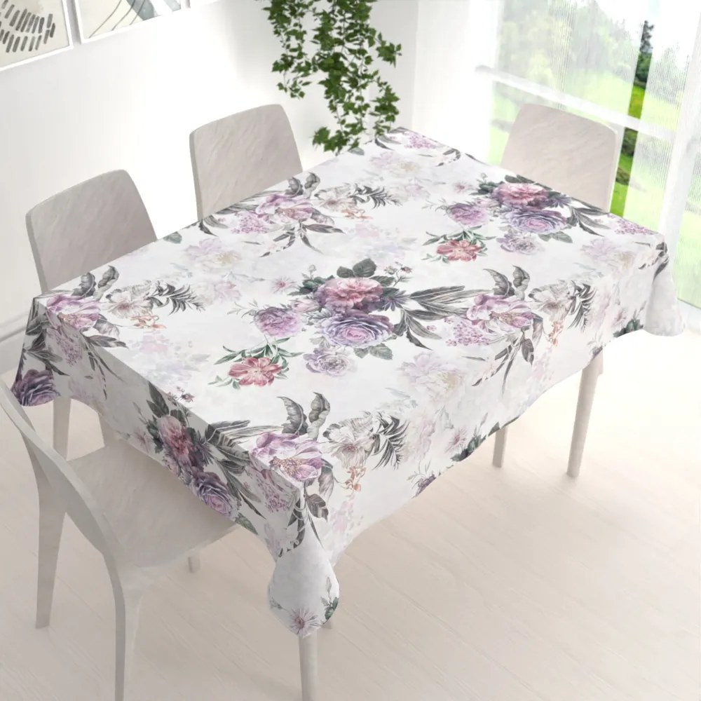 Biante Dekoračný obdĺžnikový obrus BM-009 Veľké fialové kvety 80x120 cm