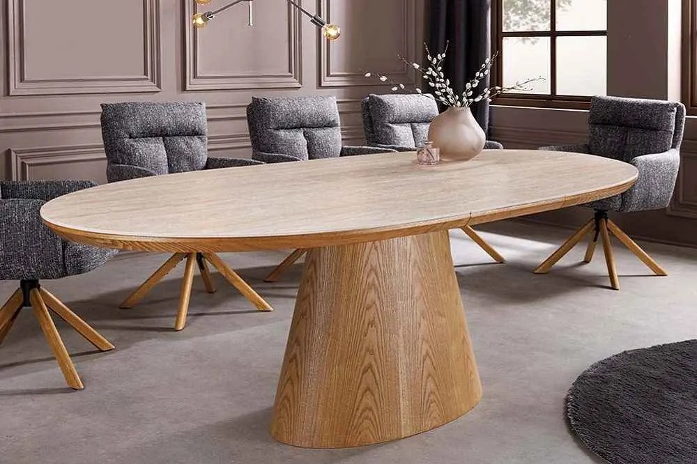 Oválny rozkladací jedálenský stôl Parthenia 160-200 cm dub - Skladom na SK