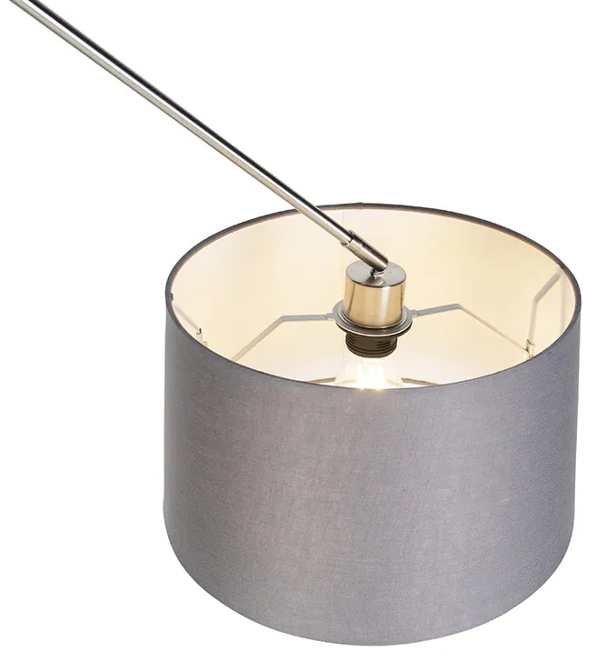 Závesné svietidlo oceľ s tienidlom z ľanu tmavosivá 35 cm - Blitz