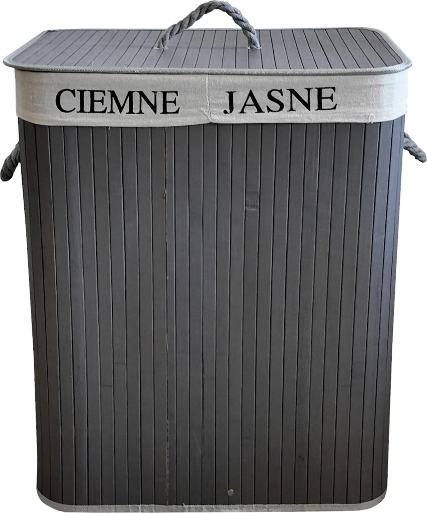 TRENDIE Bambusový kôš na prádlo 100l šedý + DARČEK