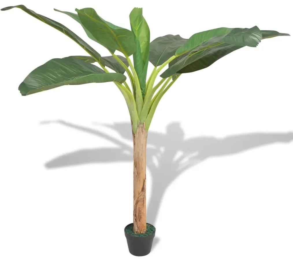 vidaXL Umelá rastlina, banánovník s kvetináčom 150 cm, zelený