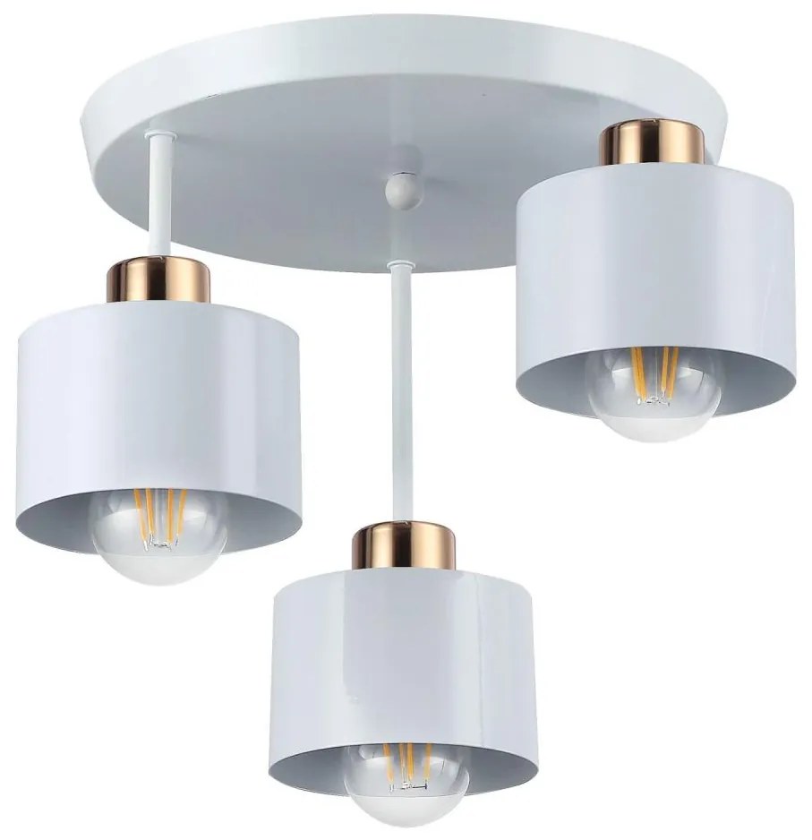MAXLED Luster na tyči 3xE27/35W/230V pr. 30 cm biela/zlatá MX0238