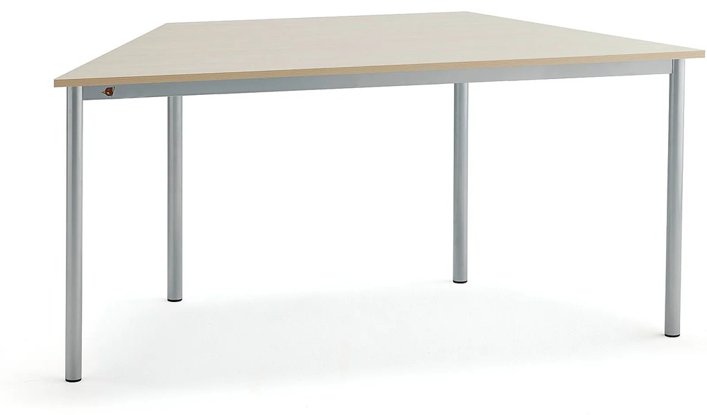 Stôl BORÅS TRAPETS, 1600x800x720 mm, laminát - breza, strieborná