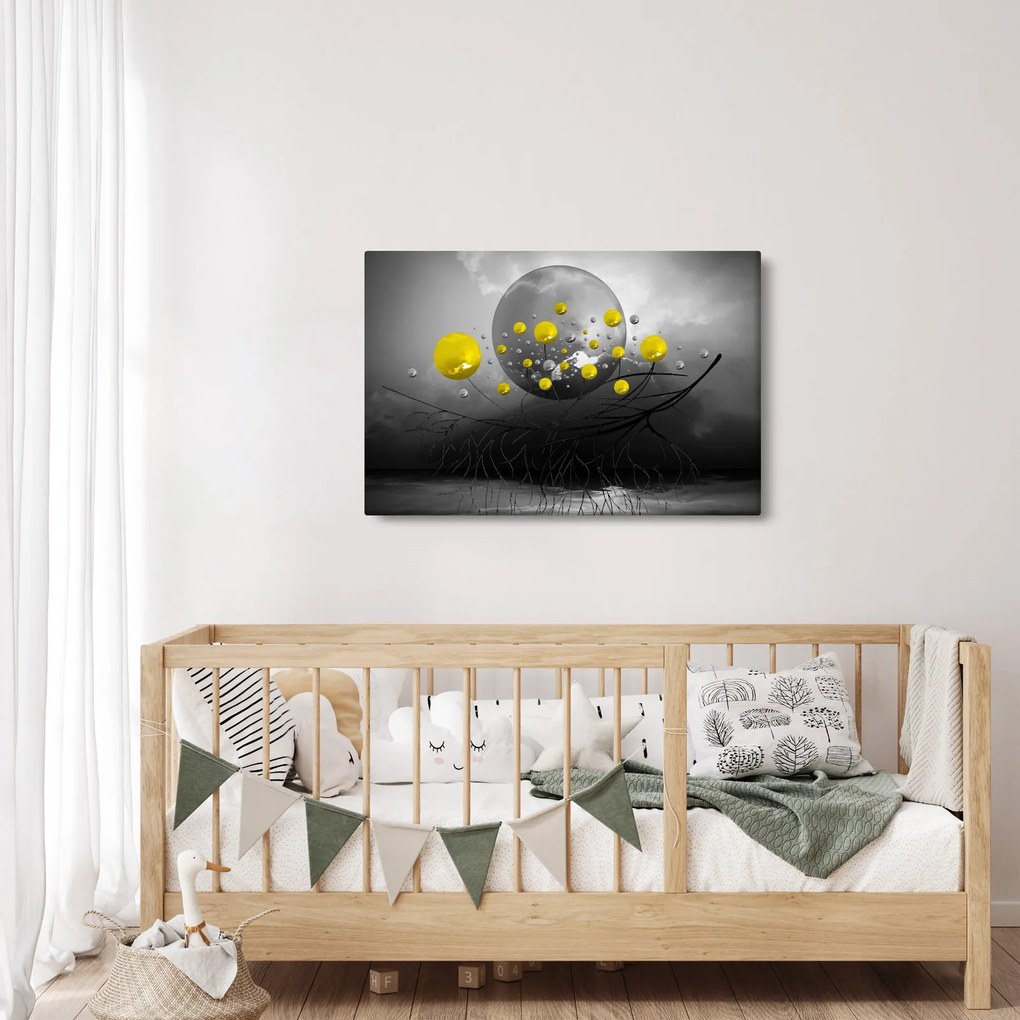 Obraz - žlté abstraktné gule (90x60 cm)
