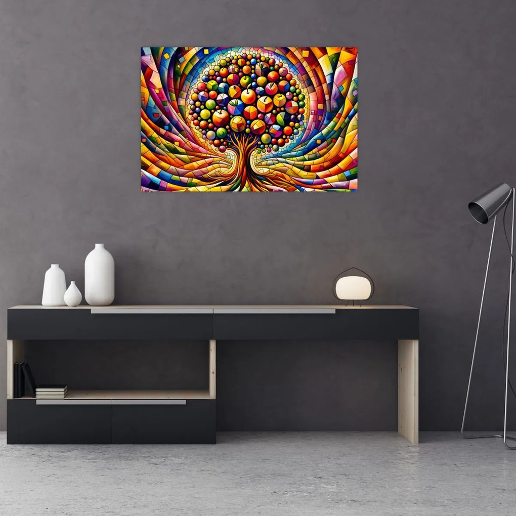 Obraz – Farebný strom s jablkami (90x60 cm)