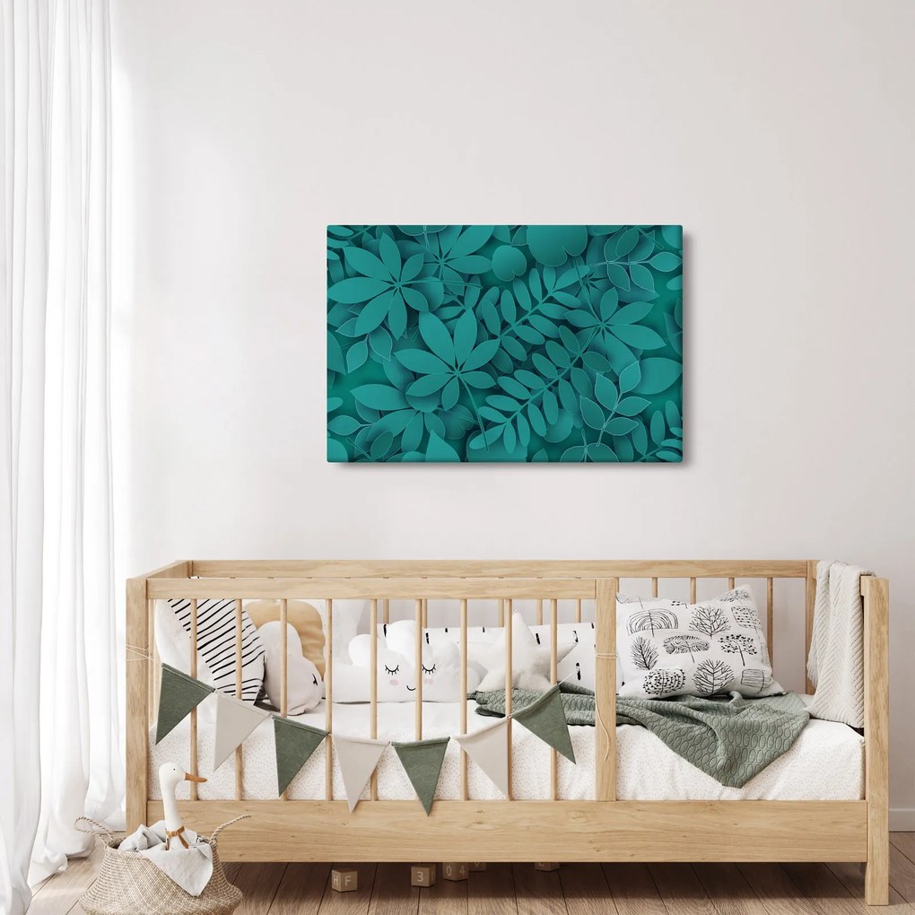 Obraz - Tyrkysové listy (90x60 cm)