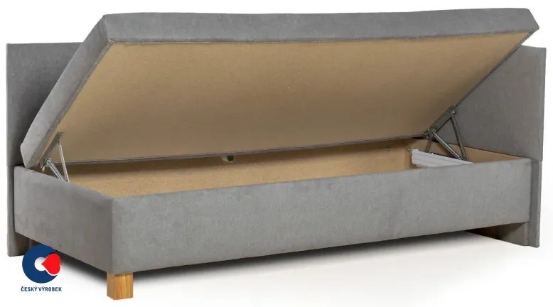 Posteľ Leo s čelami, 200x90, pravá, sivá (a55, 90cm, deska/ella, noha e)