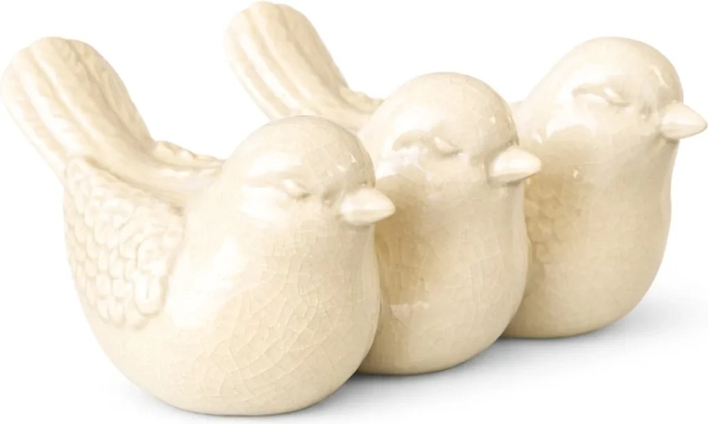 Jarná dekorácia CRAQUELE VTÁČIKY 19,5 cm - viac farieb Farba: Krémová