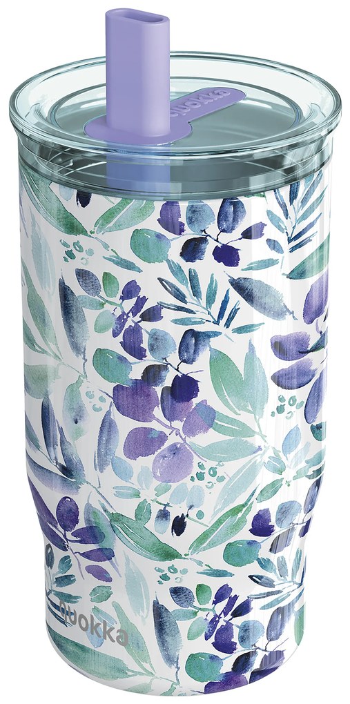 Nerezový termohrnček so slamkou Mist Violet Blooms 720 ml