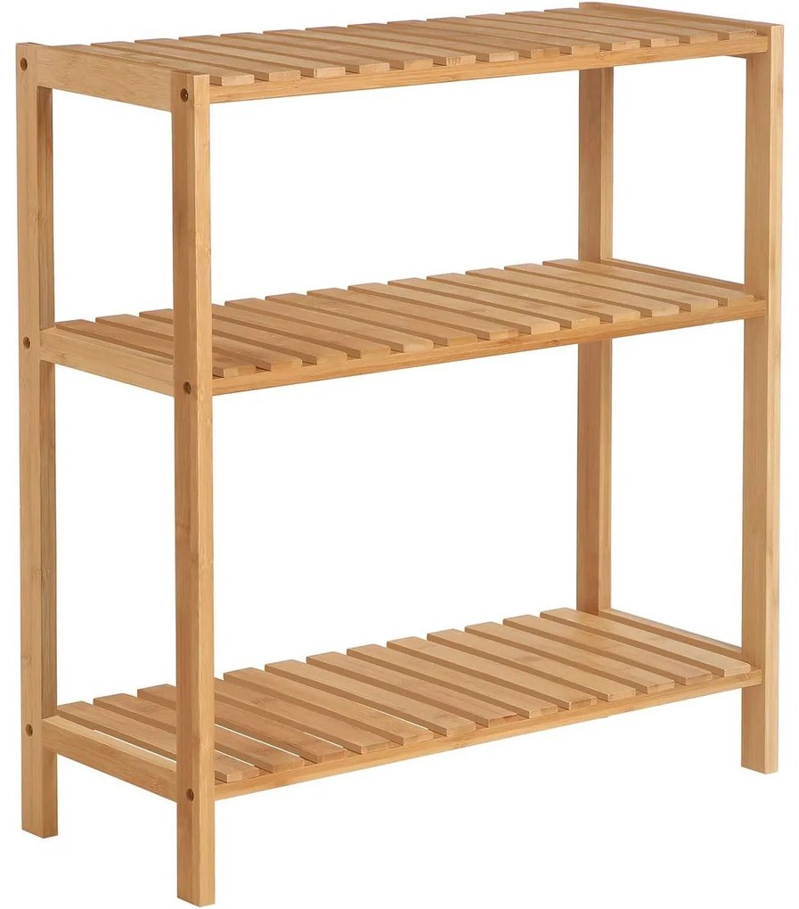 Bambusový regál s 3 úrovňami, prírodný