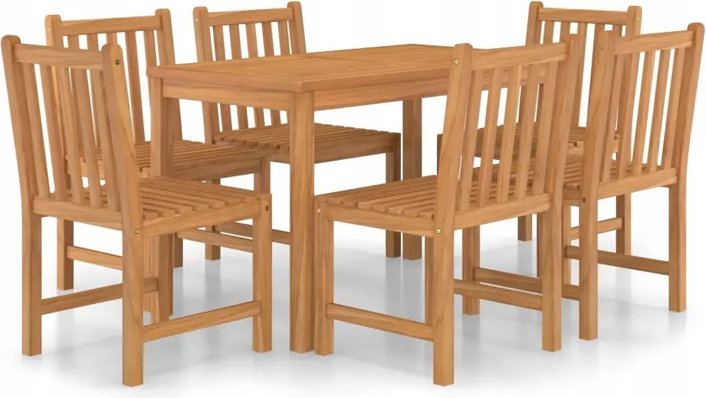vidaXL 7-dielna obedová súprava do záhrady, 120 x 70 cm, masívne teakové drevo