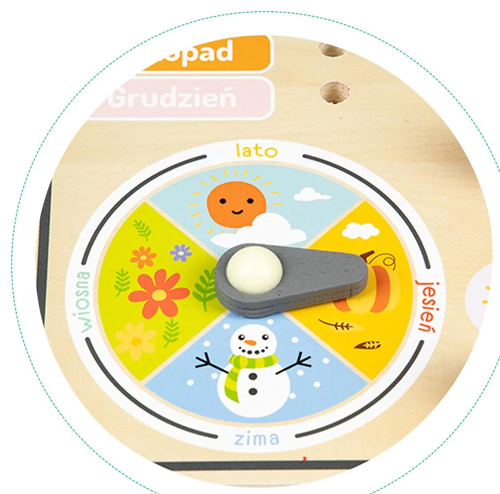 Drevená manipulačná tabuľa s kalendárom a hodinami