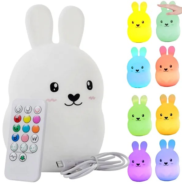 Verk 12262 Nočná RGB lampička dotyková králik USB 1200mAh s diaľkovým ovládaním