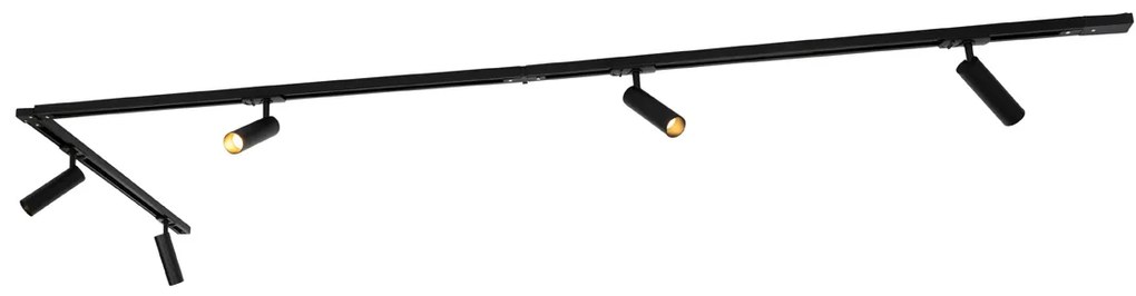 Moderný koľajnicový systém s 5 bodovými svetlami čierny 1-fázový GU10 35mm - Iconic Jeana Luxe