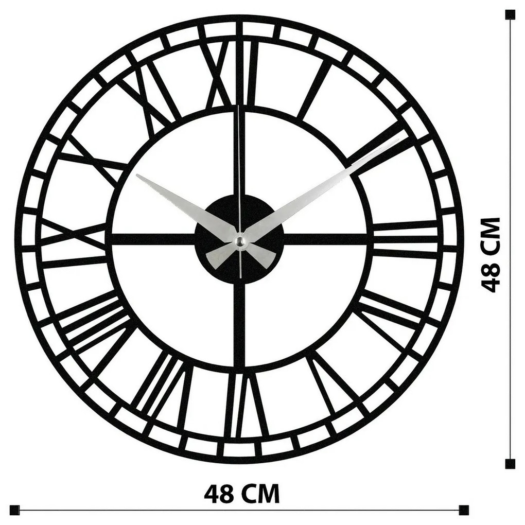 Nástenné hodiny Enzoclock - S002 Black, 48 x 48 cm