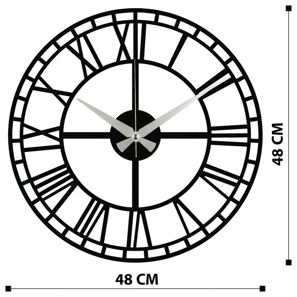 Nástenné hodiny Enzoclock - S002 Black, 48 x 48 cm