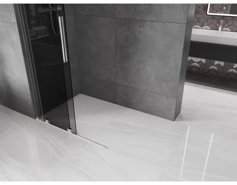 Mexen Velar L, posuvná sprchová zástena Walk-in 100 x 200 cm, 8mm šedé sklo, chrómová, 871-100-003-43-01