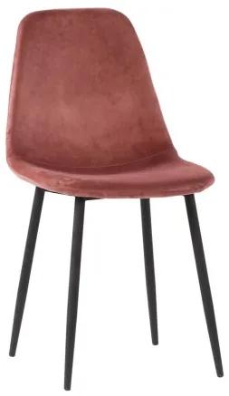 Jídelní židle STOCKHOLM růžová samet, černá podnož House Nordic 1001120