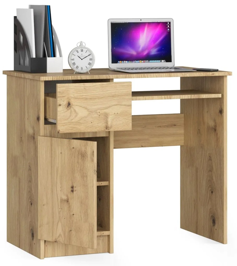 Písací stôl PIKSEL 90 cm dub artisan ľavý