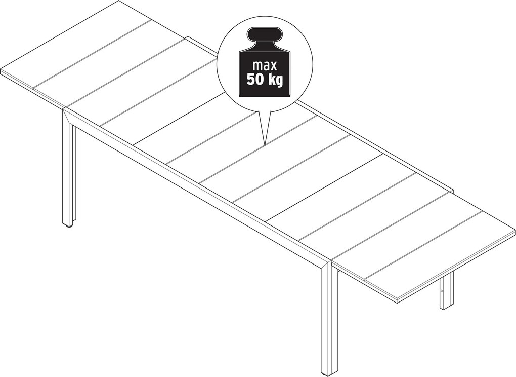 Rozkladací záhradný stôl so stolovou doskou Duraboard®, cca  200 ‒ 300 cm