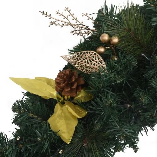 vidaXL Vianočný veniec s LED svetlami zelený 60 cm PVC-