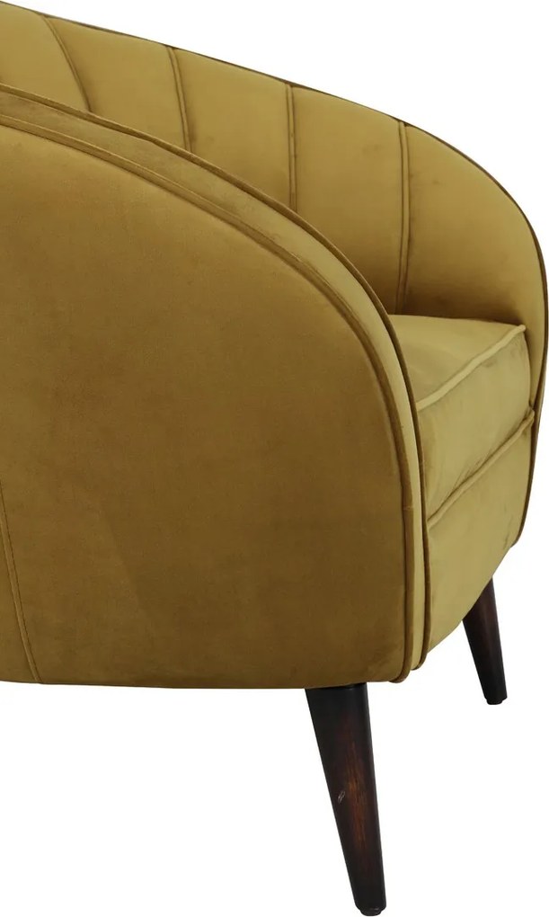Okrové designové zamatové kreslo Almond ocher - 91*71*77cm