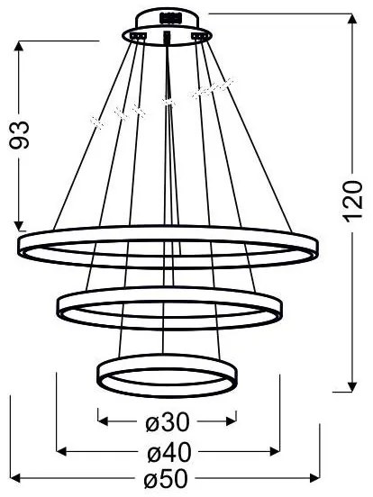Candellux Zlaté závesné LED svietidlo Lune okrúhly 50cm 60W 33-76397
