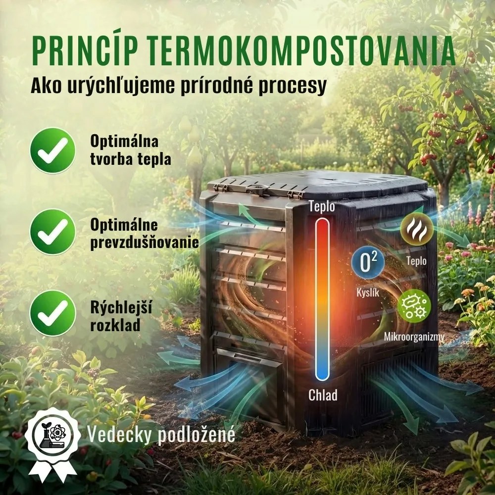 Záhradný kompostér COMPOGREEN, 800l, čierna Prosperplast