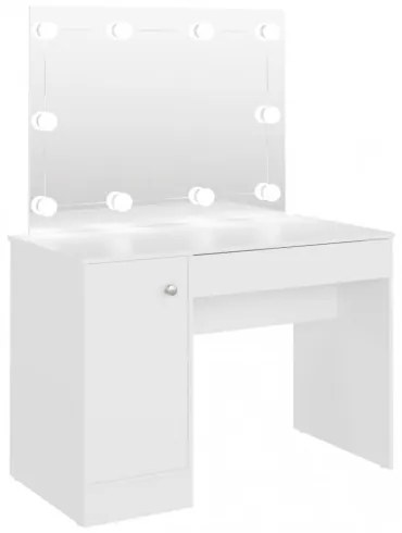 vidaXL Toaletný stolík s LED svetlami 110x55x145 cm MDF biely-