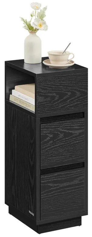 Úzky nočný stolík so zásuvkami, bielený dub