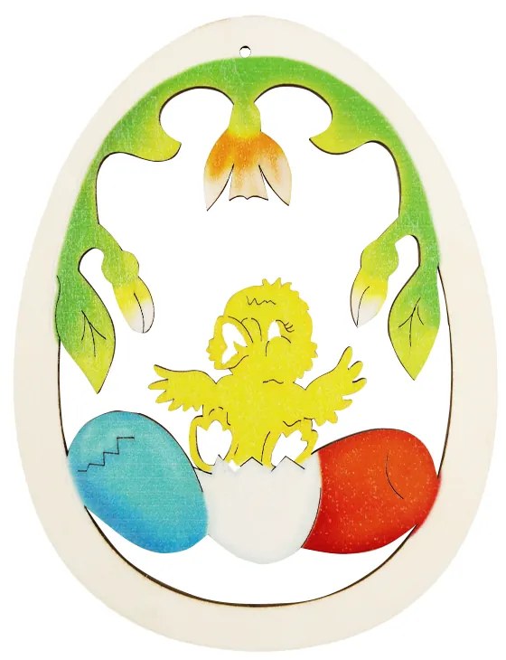 AMADEA Drevená dekorácia vajíčko kura, veľkosť 18 cm, český výrobok
