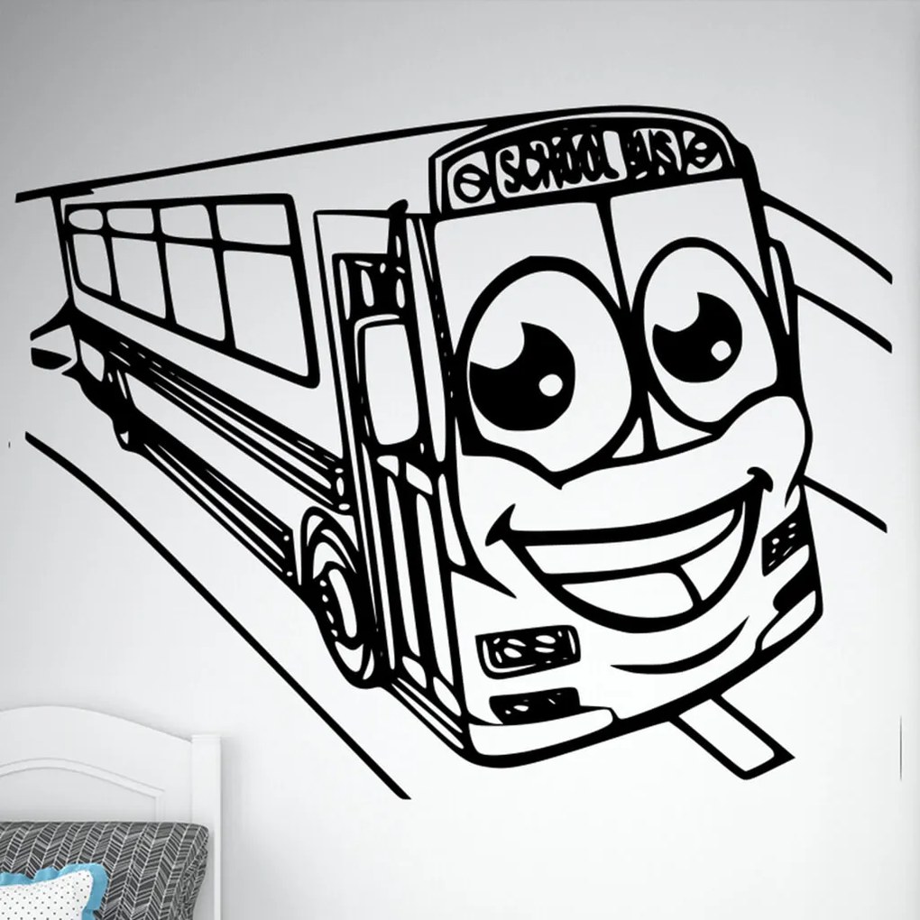 Veselá Stena Samolepka School bus Farba: fialová, Veľkosť: 80 x 64 cm