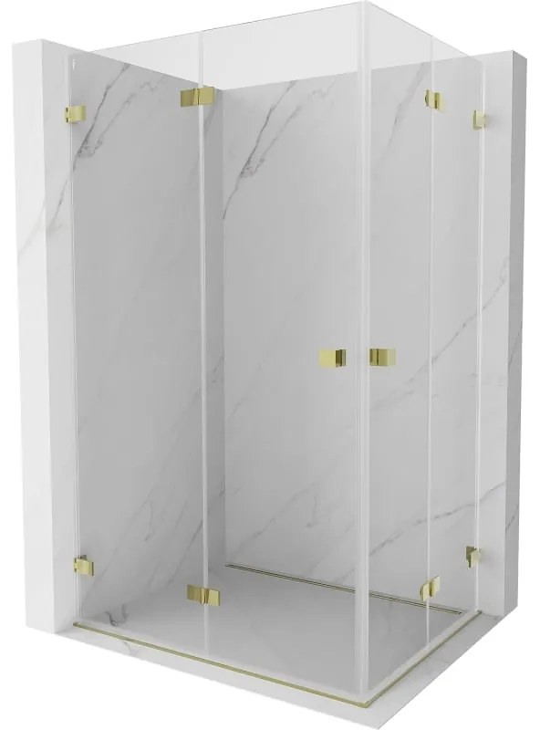 Mexen Lunar-F Duo, skladací sprchový kút 85 x 80 cm, 8mm číre sklo, zlatý profil, 836-085L-080P-50-00