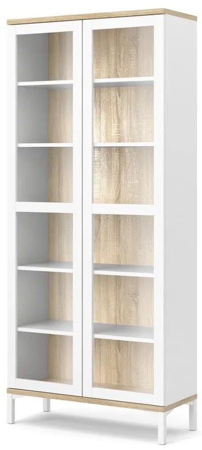 Biela/v prírodnej farbe vitrína v dekore duba 89x203x36 cm Roomers – Tvilum