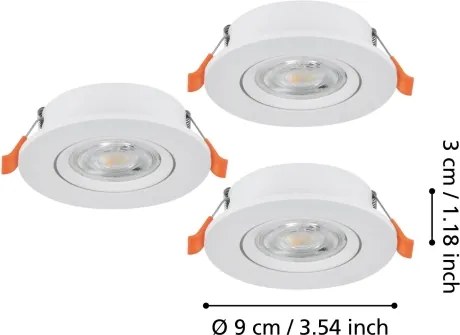 Eglo 902262 - SADA 3x LED zapustených bodových svietidiel BARRANCO LED/4,8W/230V biela