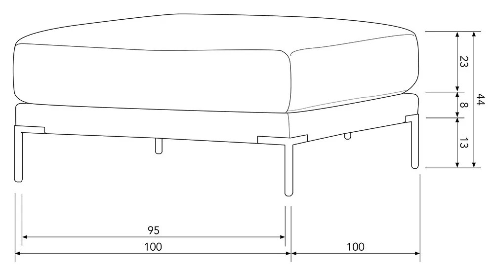 Modulový pouf k pohovke Couple 100 cm 44 × 100 × 100 cm