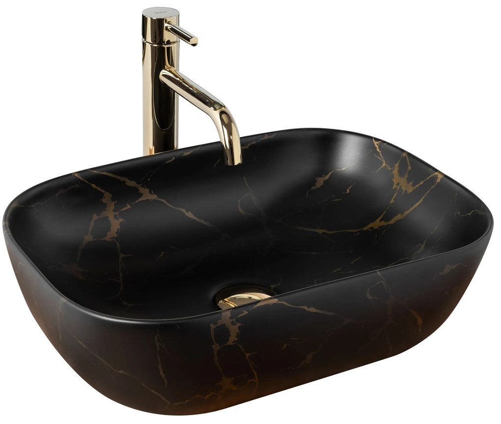 Rea Belinda Marble, umývadlo na dosku 47 x 34 cm, čierna matná, REA-U8908