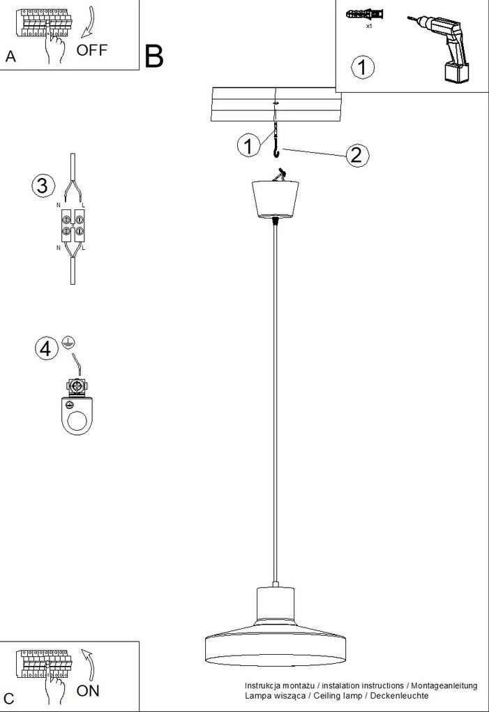 Závesné svietidlo Bilo, 1x biele kovové tienidlo