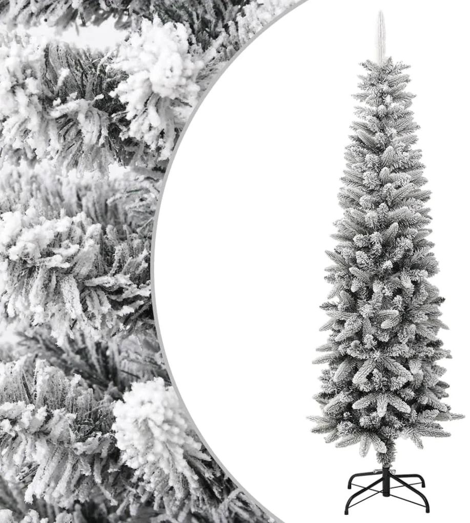 Zasnežený umelý úzky vianočný stromček 180 cm PVC a PE 345195