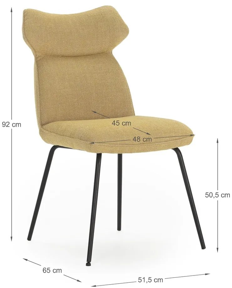 Jedálenská stolička v horčicovej farbe v súprave 2 ks Dara – Marckeric