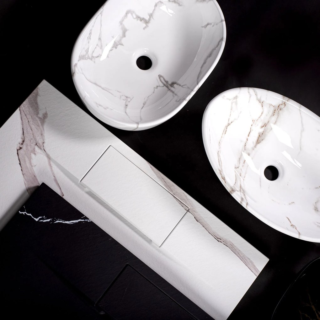 Rea Kelly Mini, umývadlo na dosku 410x310x130 mm, imitácia kameňa-Aiax Shiny, REA-U6504