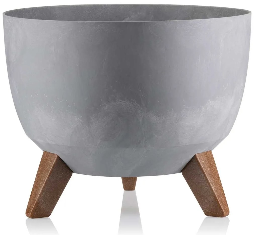 PLASTOVÝ KVETINÁČ ROSA ECO 15X24 CM IMITÁCIA BETÓNU SIVÁ
