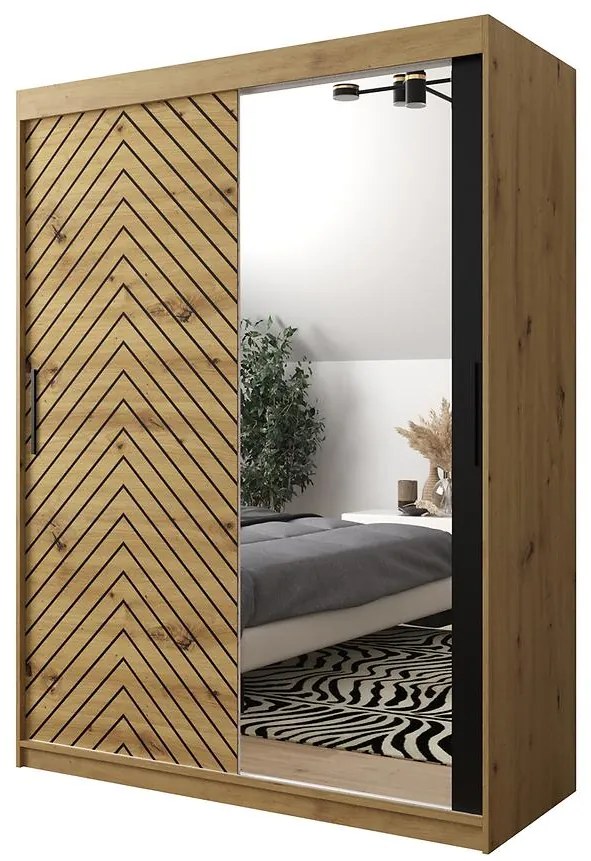 Skriňa Jodełka 2 150 dub Artisan/dub Artisan/čierna