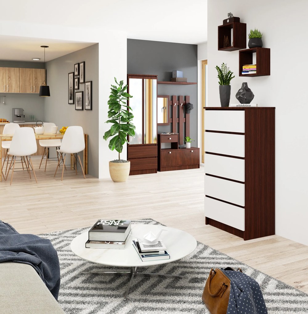 Komoda Kadir TYP3 (wenge + biela). Akcia -15%. Vlastná spoľahlivá doprava až k Vám domov. 1068857